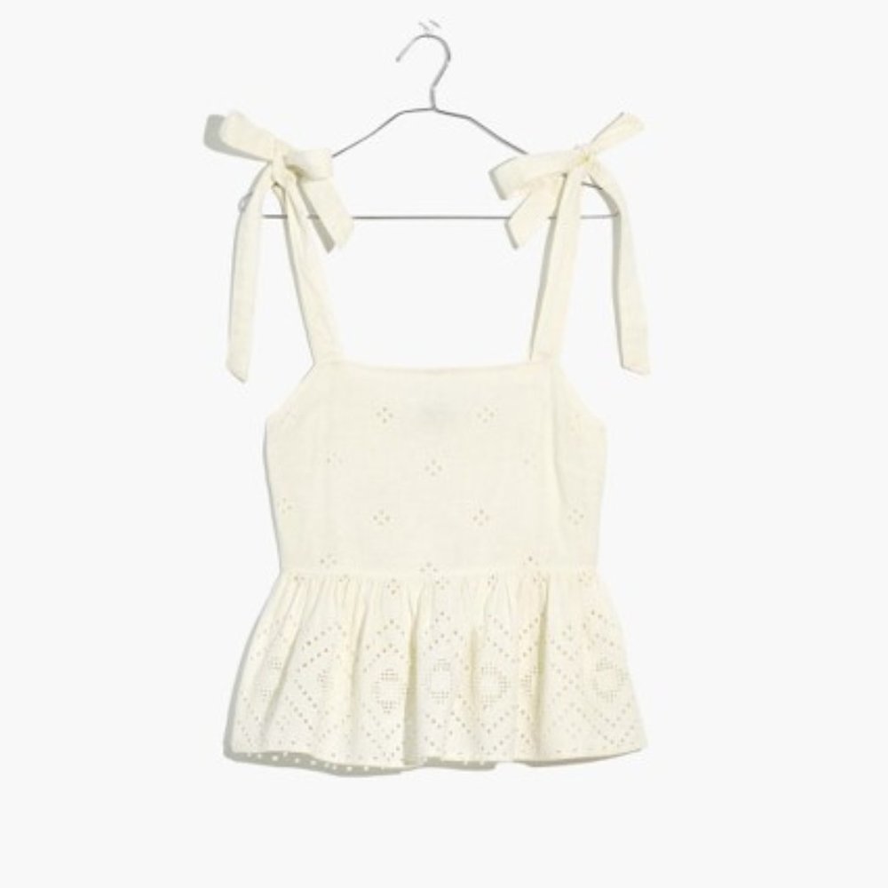 Madewell Tie-Strap Top in Geo Eyelet - NWT